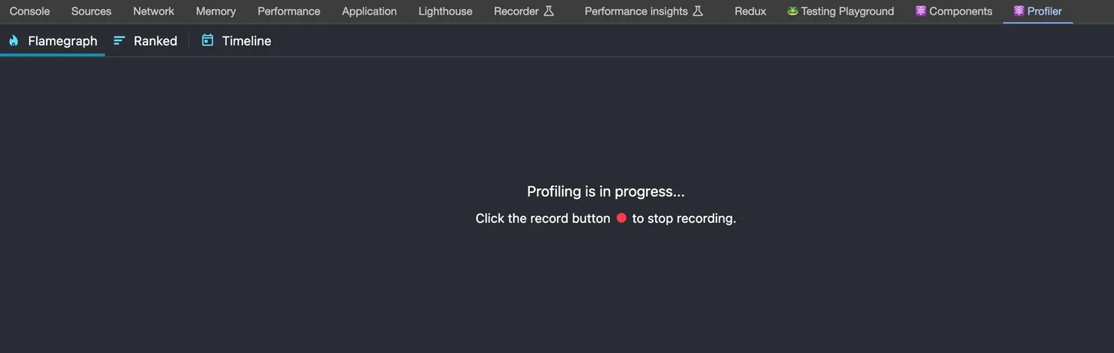 Start recording in React Profiler